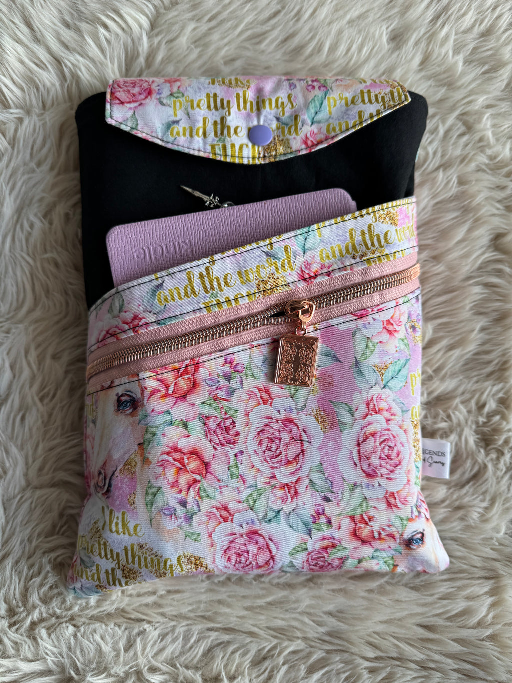 Large 3in1 Sleeve I like pretty things… (book pull)