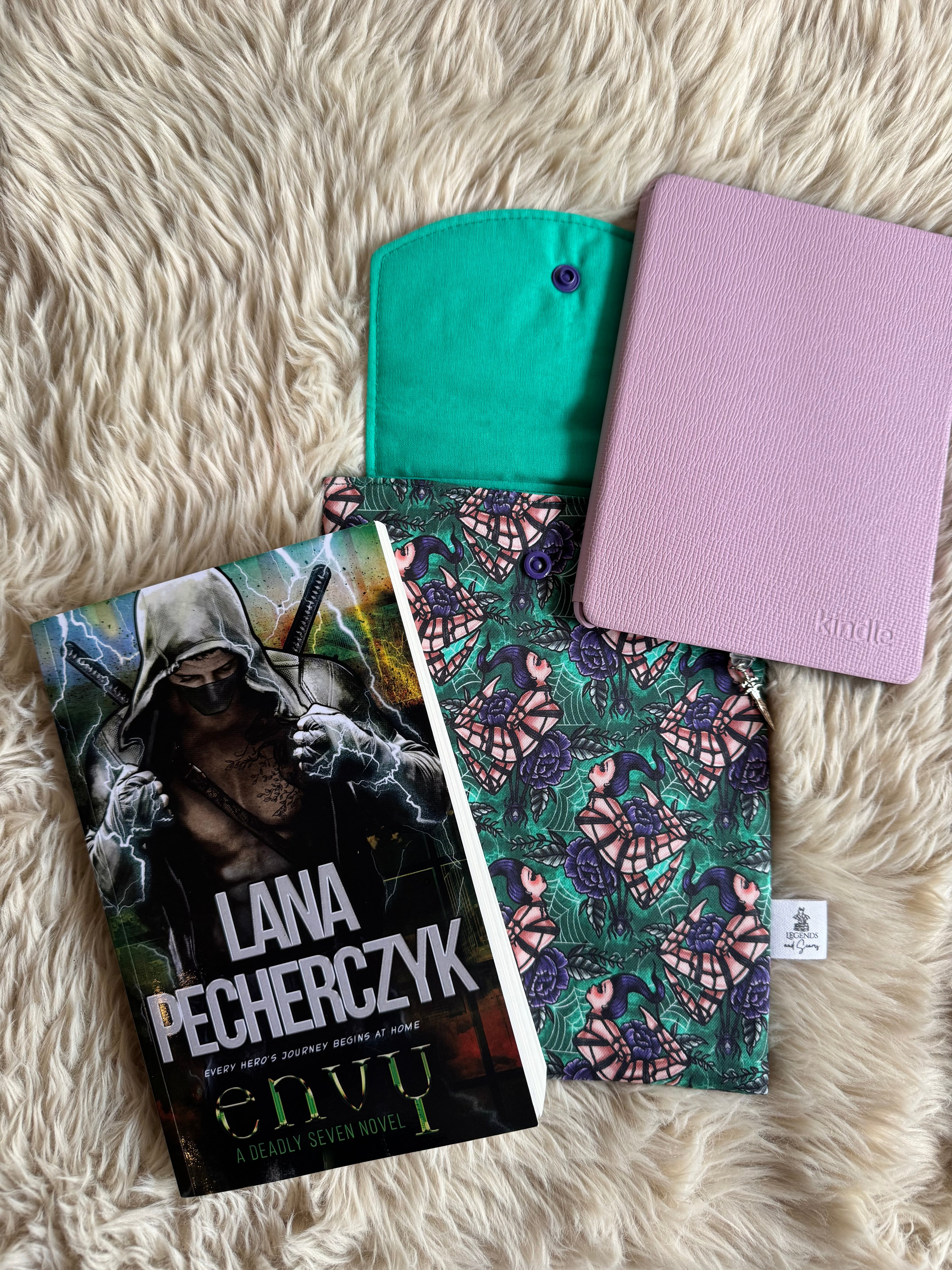 Small eReader and Book Sleeve Suspended