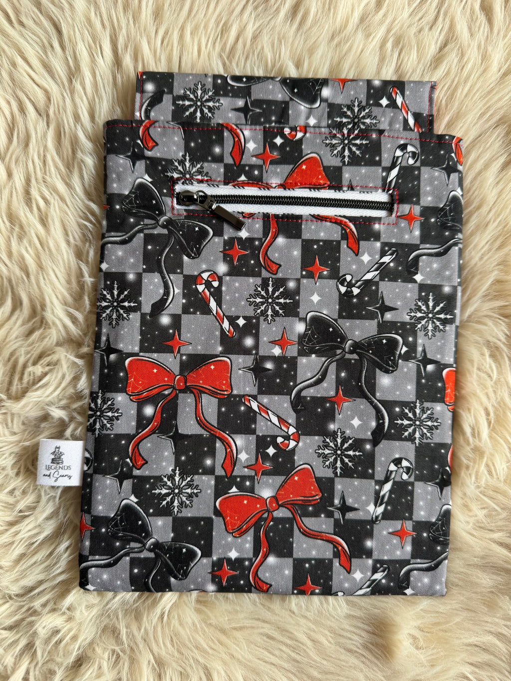Small eReader and Book Sleeve Bows and candy canes