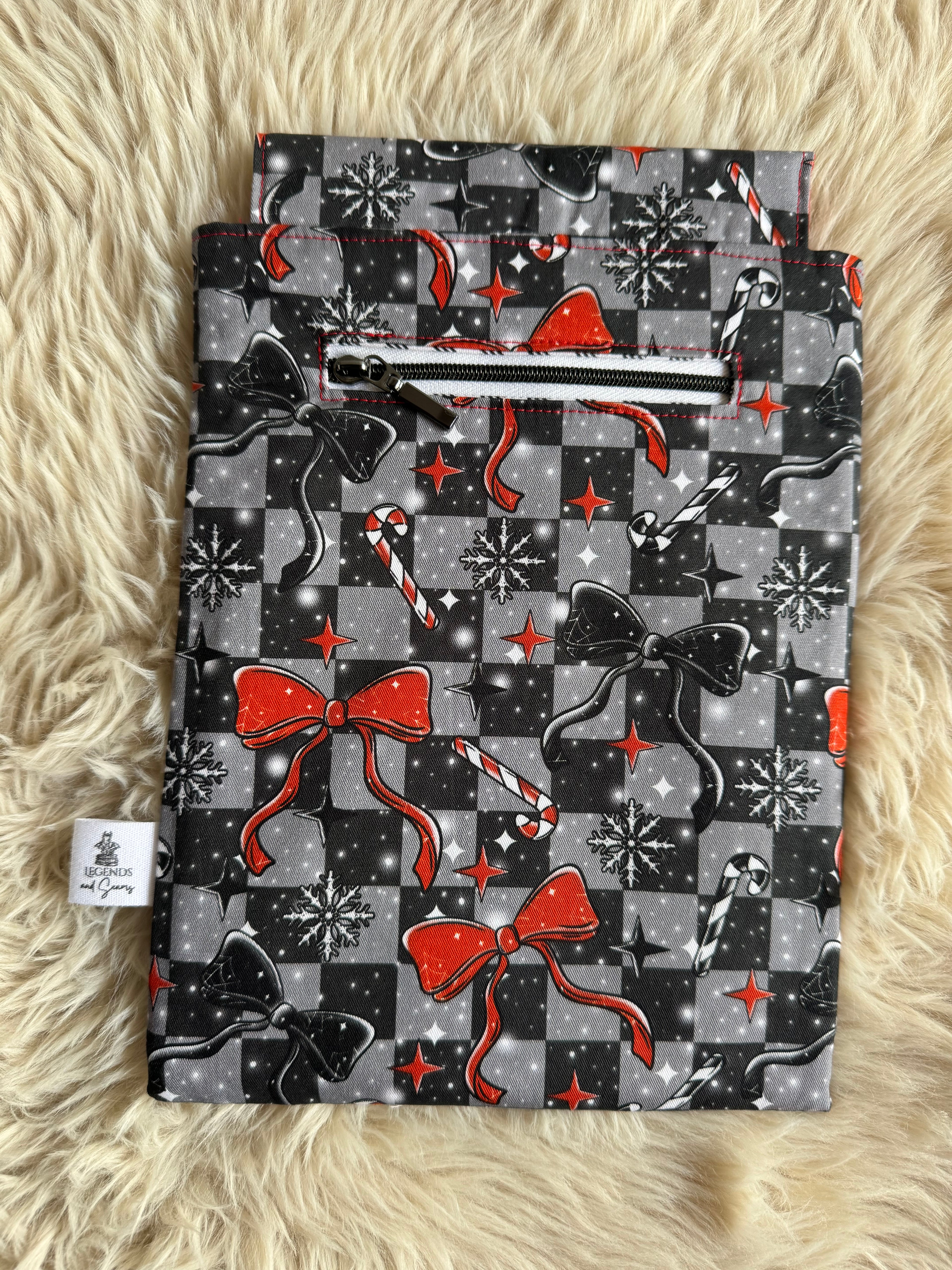 Small eReader and Book Sleeve Bows and candy canes