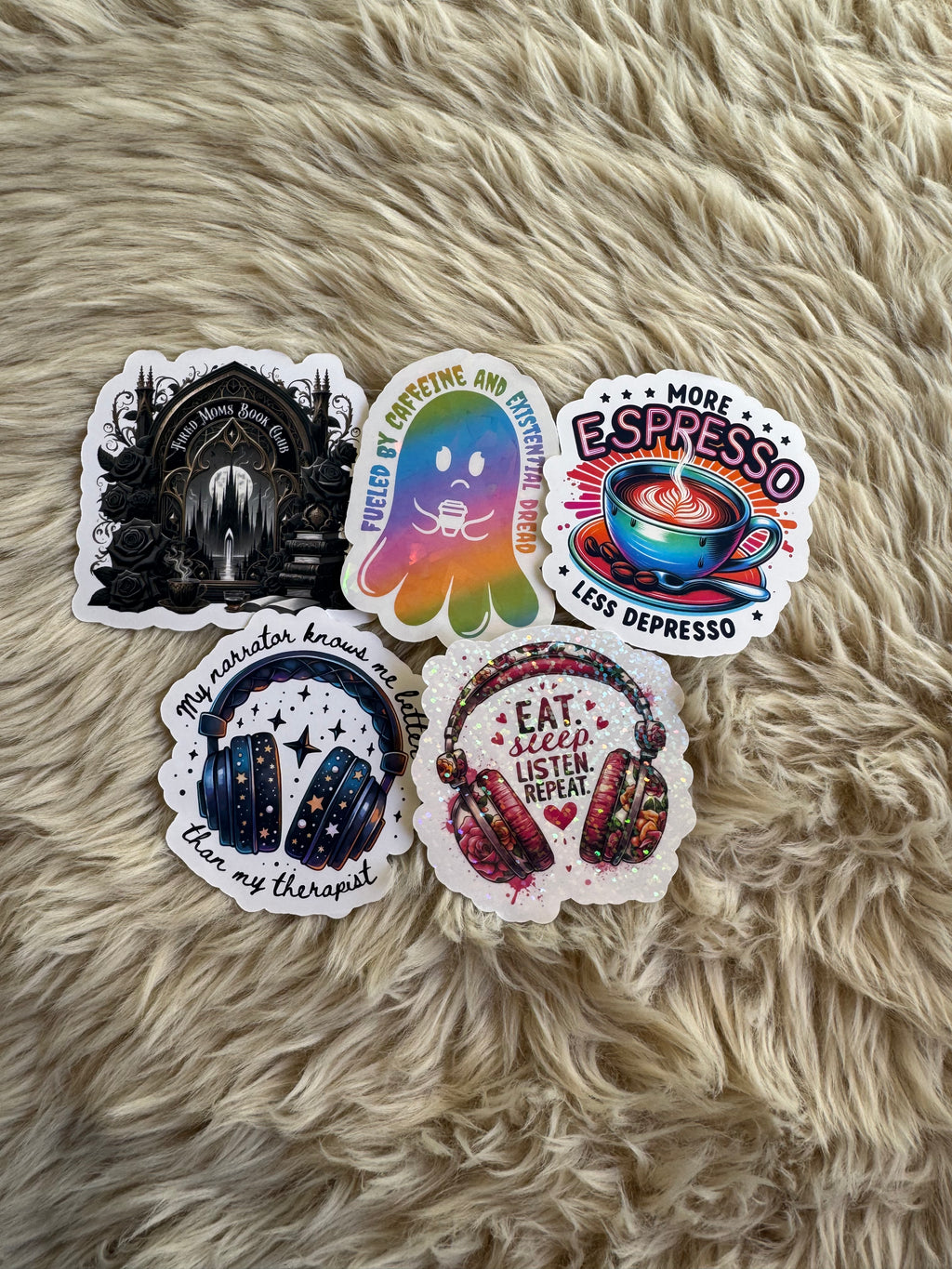 Bookish, Cute, Coffee and Tired Mama Stickers